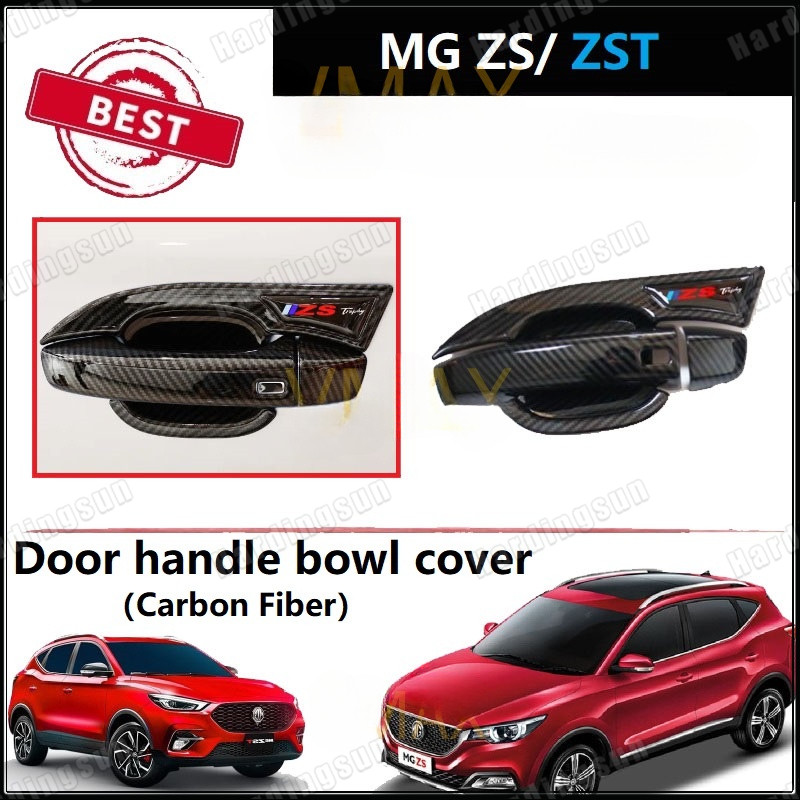 Dành Cho MG ZS ZST ZS T 2019-2022 HS GT Sợi carbon Họa Tiết Cửa Xe Tay Cầm Bát Bao Phụ Kiện Xe Hơi C