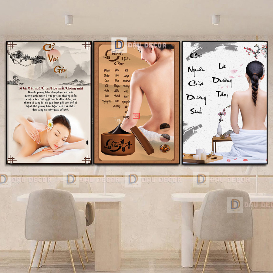  Bộ 3 tranh spa tranh đông y tranh dưỡng sinh tạo điểm nhấn cho quán massger 