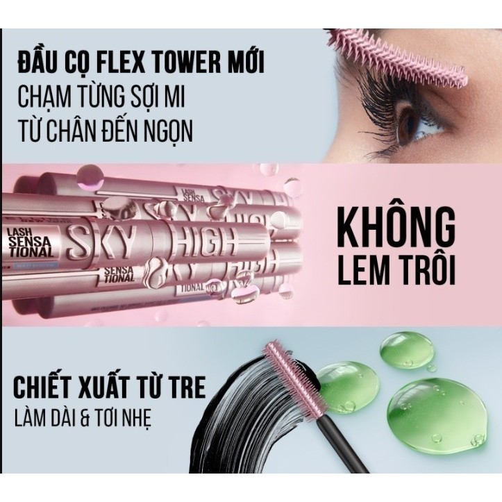 Mascara Chuốt Mi Giúp Mi Cong, Dài Maybelline New York Lash Sensational Sky High Waterproof 6ml