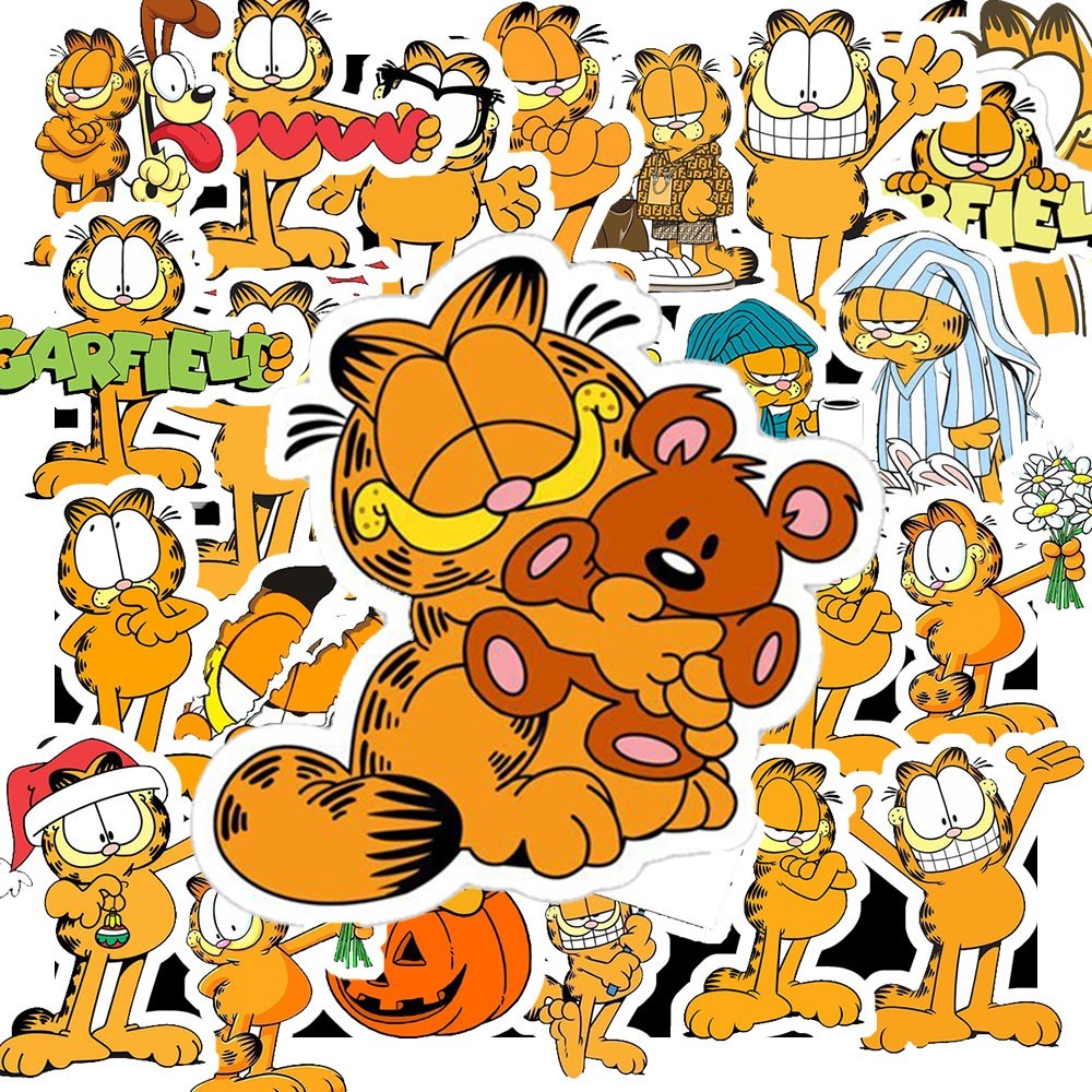 50 Sticker Hình CHÚ MÈO BÁO GARFIELD – Decal Trang Trí Xe - Laptop - Nón Bảo Hiểm | Chống Nước