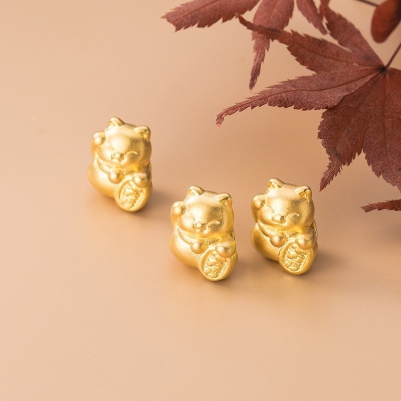 Charm bạc 3D HTJEWELRY mèo chiêu tài PH781