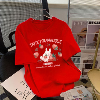 Fashmily 100% Cotton Áo Thun Nữ Quá Khổ Xuân Hè Rời Thường Ngày 2024 Thời Trang Mới Cổ Tròn Tay Ngắn Quần Áo Học Sinh