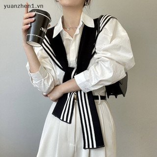  Zhen Phong Cách Hàn Quốc Thời Trang Dệt Kim Khăn Choàng Áo Sơ Mi Vai Sọc Cổ Giả Phong Cách Retro Khăn Nữ Phụ Kiện VN 