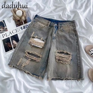 Daduhui New American Ins High Street Retro Denim Shorts Niche High Waist Loose Wide Leg Pants Five-point Pants