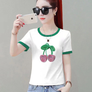Áo thun ngắn tay mùa hè dành cho nữ ngắn Slim-Fit Khâu nữ Áo thun màu tương phản thông thường dành cho nữ Xu hướng thời trang Châu Âu TXL4