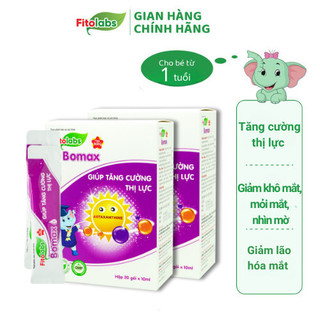  Bổ Mắt Cho Bé Fitolabs Bomax Bổ Sung Dưỡng Chất Giúp Hạn Chế Khô Và Mỏi Mắt, Tăng Cường Thị Lực Hộp 20 Gói