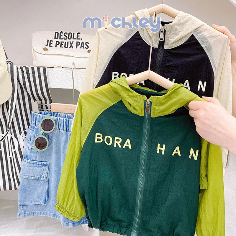 Michley Quần áo chống nắng mùa hè cho trẻ em dành cho bé trai, áo khoác có mũ trùm đầu thể thao nhẹ và thoáng khí cho bé gái, quần áo cardigan mỏng