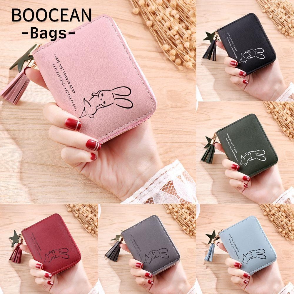 BOOCEAN Ví nữ có dây kéo ngắn phong cách Hàn Quốc