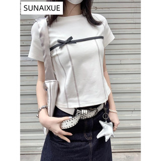 SUNAIXUE áo phông áo thun nữ croptop baby tee xu hướng Thể thao Fashion Đơn giản WTX24209SW 9Z240226