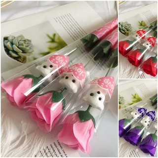 Mini Gấu Dễ Thương Hoa Hồng Bó Hoa Tulip Nhân Tạo DIY Lãng Mạn Quà Tặng Trang Trí Máy Tính Để Bàn Quà Tặng Ngày Lễ Tình Nhân