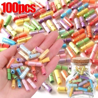 100 Cái [Bí mật tình yêu] Viên nang tin nhắn trống Mini / Giấy phong bì hình viên thuốc cho trẻ em / Viên nang nụ cười biểu cảm xúc Kawaii