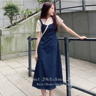 Váy yếm Jeans  nữ chun lưng dáng dài Myra Yemjean634/P0