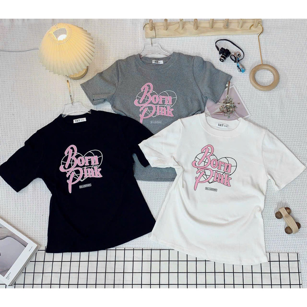 Áo thun baby tee born pink chất tăm gân dày dặn - Dư Tú Lệ