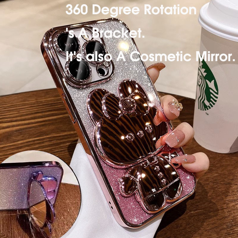 ốp lưng iPhone 6 6s 7 8 Plus X XR XS Max 11 12 13 14 15 Pro Max 14 Max 15 14 Plus Vỏ khung gương lấp lánh mạ điện cạnh thẳng đứng thỏ dễ thương Cho iPhone 6 6s 7 8 Plus X XR XS Max 11 12 13 14 15 Pro Max 14 Max 15 14 Plus
