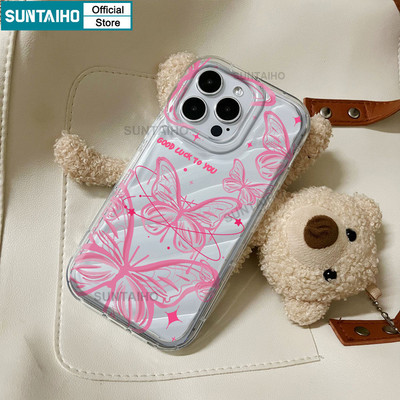 Suntaiho Thời Trang Họa Tiết Bướm Đẹp Ốp lưng Iphone 15 14 12 13 11 Pro Max IP 7 8 Plus Iphon X Xs XR Xs Max TPU Trong Suốt Vỏ Mềm Cao Cấp Chống Sốc