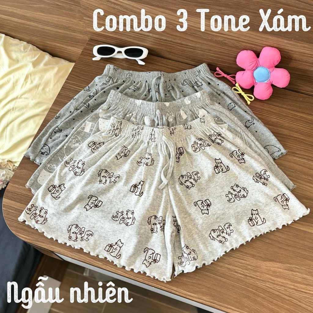 Combo 3 quần đùi cotton Ngẫu Nhiên chất mát, quần ngủ nữ chất cotton mềm mại, họa tiết dễ thương | BigBuy360 - bigbuy360.vn