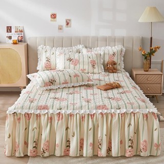 1 pc ins phong cách in hoa trang bị khăn trải giường phong cách váy ren chăn ga gối chống trơn trượt queen king / super king size