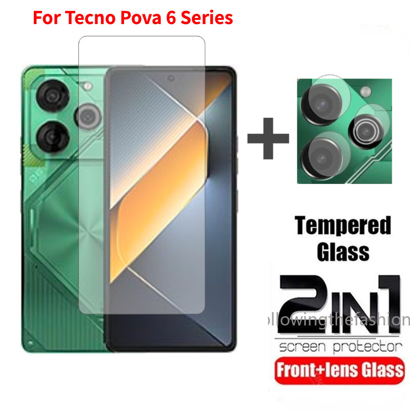 Bảo hiểm toàn diện 2IN1 Kính cường lực bảo vệ màn hình cong toàn diện cho Tecno Pova 6 Pro 5G Pova6 4G 2024 Phim cường lực HD Phim trong suốt Bảo vệ điện thoại Vỏ kính Phim kính Phim điện thoại
