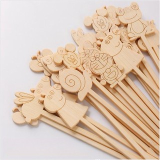 10 miếng Xiên tre hoạt hình, nĩa trái cây, xiên trái cây, xiên tre
