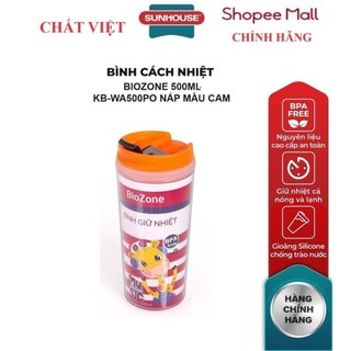 Bình giữ nhiệt biozone 500ml kb-wa500po nắp màu cam