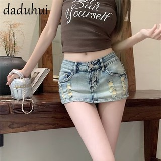 New American Ins High Street Retro Denim Váy Niche Cao Cấp Chữ A Váy Túi Kích Thước Lớn Váy Hông
