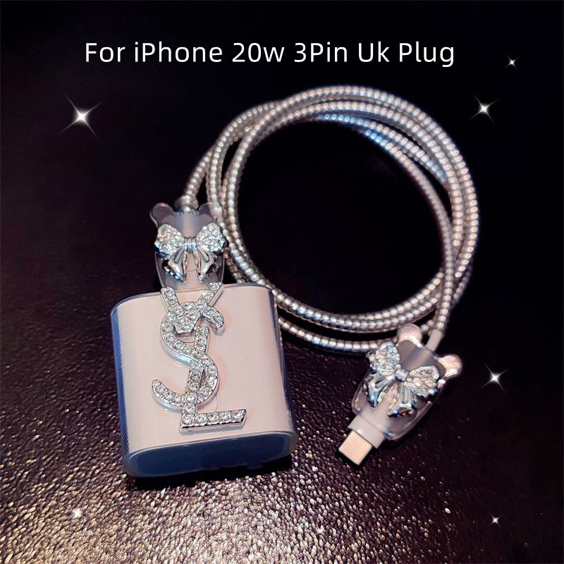 Họa Tiết Thời Trang Sạc Bảo Vệ Chống Phá Cáp Bảo Vệ Sạc Dành Cho iPhone 15 pro max Vỏ Sạc 3Pin Uk Cắ