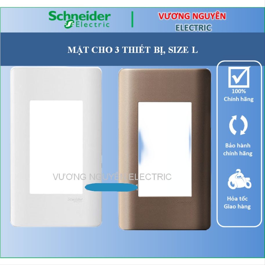 Mặt nạ đơn 3 thiết bị công tắc ổ cắm Zencelo A  A8401L_WE_G19 A8401L_SZ_G19 size L Schneider -  VƯƠN