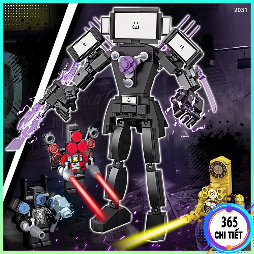 [365 Chi tiết] Bộ đồ chơi lắp ráp Lego Skibidi Toilet Titan TV King kèm 3 nhân vật, Mô hình lắp ráp 