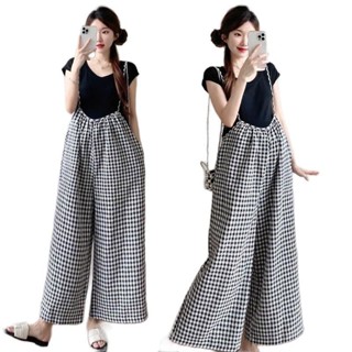 DEAL MỞ BÁN GIÁ SỐC Sét suông sét bầu MAMADESS (áo kèm quần yếm ống rộng kẻ) sang chảnh năng động trẻ trung SQ4