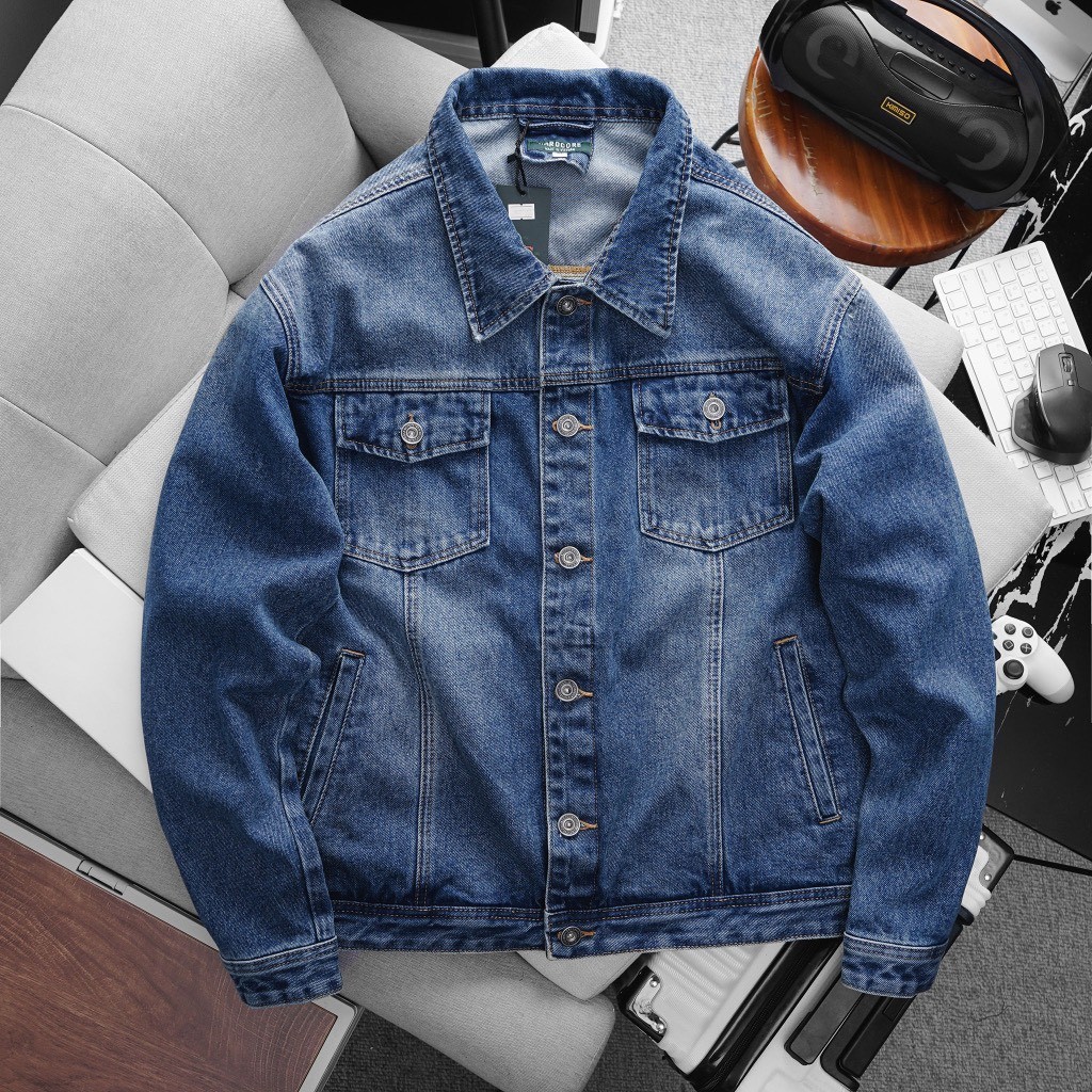 Áo khoác jean xanh thời trang cá tính big size nam tới 120kg