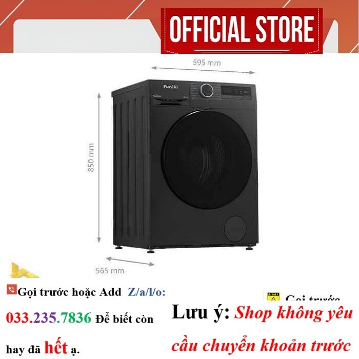 [Miễn phí giao lắp HN] Máy giặt Funiki 9.5 kg HWM F895ADG cửa trước, màu đen <SAle>