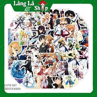 Miếng dán Sticker Anime Manga Sword art Online - SAO trọn bộ 50 hình - In rõ ràng sắc nét khó tróc
