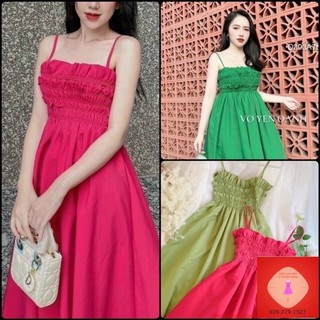 VÁY 2 DÂY CHUN NGỰC DÁNG XOÈ ULZZANG CỘT DÂY HOT