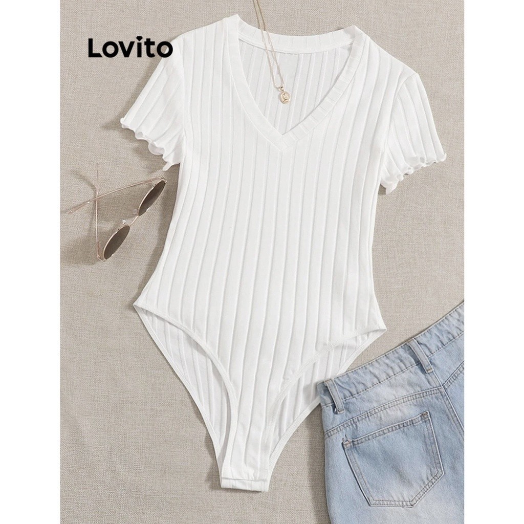 Áo liền thân Lovito màu trơn cơ bản thường ngày cho nữ L74ED266