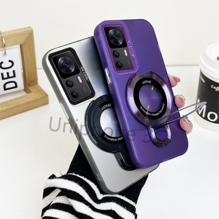 Vỏ khung sang trọng Xiaomi 12T / 12T pro Redmi K50 K50 pro K50 Ốp lưng siêu cứng mờ acrylic dày vỏ chống sốc có giá đỡ hút từ tính tròn
