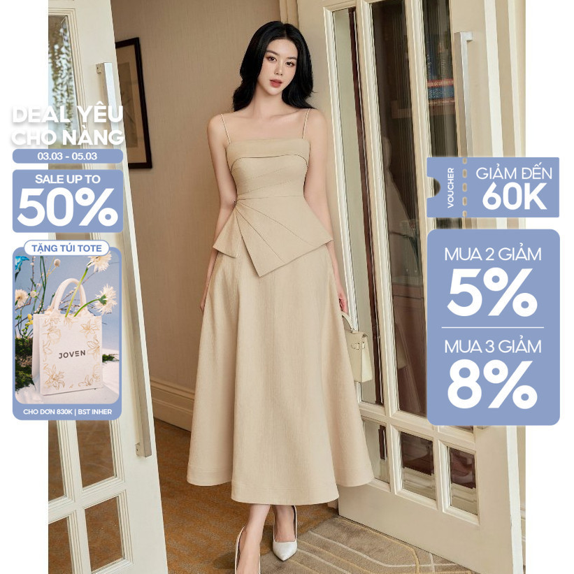 UPTO50% + VC60K || JOVEN Chân Váy Clara Dáng Xoè Dài Thanh Lịch