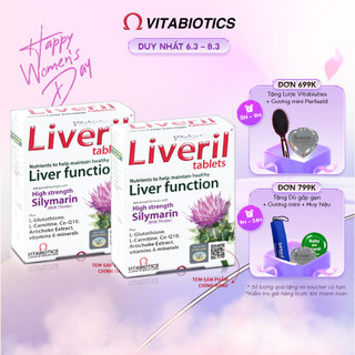 Combo 2 Hộp Viên Uống Giải Độc Gan Vitabiotics LIVERIL Giúp Hỗ Trợ Chức Năng Gan, Tăng Cường Sức Đề Kháng 30 Viên