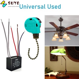 Suyo 2 chiếc 3 tốc độ quạt công tắc, quạt trần xanh đen kéo dây xích công tắc, nhựa bền 5 dây 250v quạt trần tụ điện