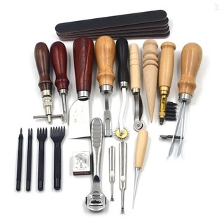 18 cái dụng cụ may da thủ công diy tay khâu bộ với groover awl waxed thimble