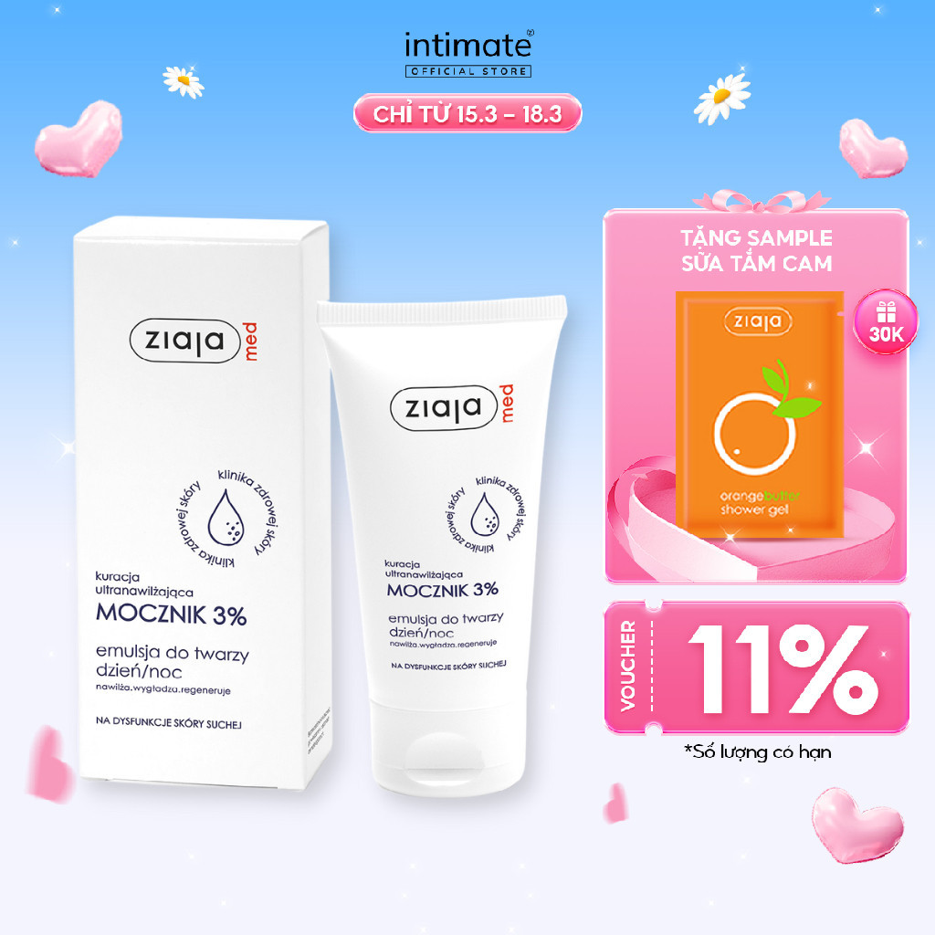 Nhũ Tương Làm Mềm Da 3% Urê Ziaja Med Giúp Dưỡng Ẩm, Giảm Khô, Thô Ráp Và Nứt Nẻ Da 50ml