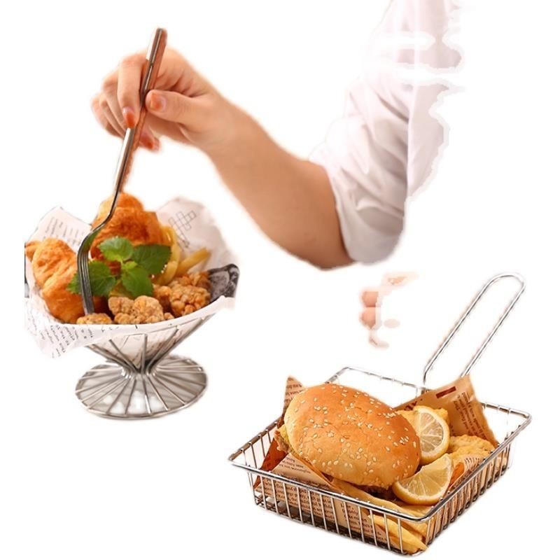 Giỏ đựng khoai tây chiên bằng thép không gỉ sáng tạo của Mỹ giỏ đựng đồ ăn chiên gà giỏ chiên Mini Đ