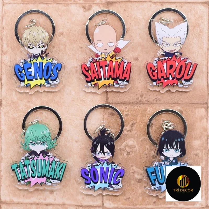 Móc khóa One Punch Man Saitama Genos Tatsumaki Sonic Fubuki Garou chibi Phụ kiện trang trí túi xách 