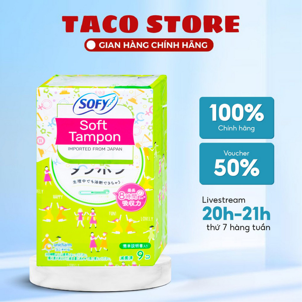 BVS Sofy Soft Tampon - Băng vệ sinh Sofy Soft Tampon Super siêu thấm gói 9 miếng (Hàng nhập khẩu)