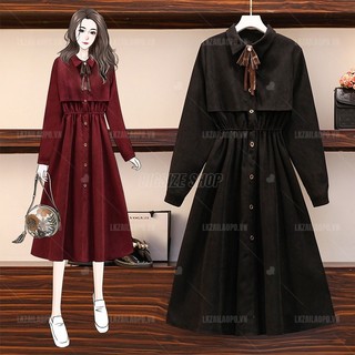 Váy đầm nữ Bigsize Đầm dự tiệc sang trọng dáng xoè tay dài có cổ đen mùa xuân Phong cách Hàn Quốc Thời Trang đẹp