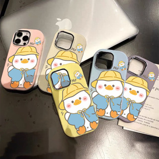 Nhẫn Gương Kim Loại Hoạt Hình Mũ Vàng Dễ Thương Vịt Thích Hợp Cho iphone 15promax Vỏ Điện Thoại Apple 14 13 12 11 XSmax XR 8plus 7 Vỏ Bảo Vệ Chống Sốc Silicon