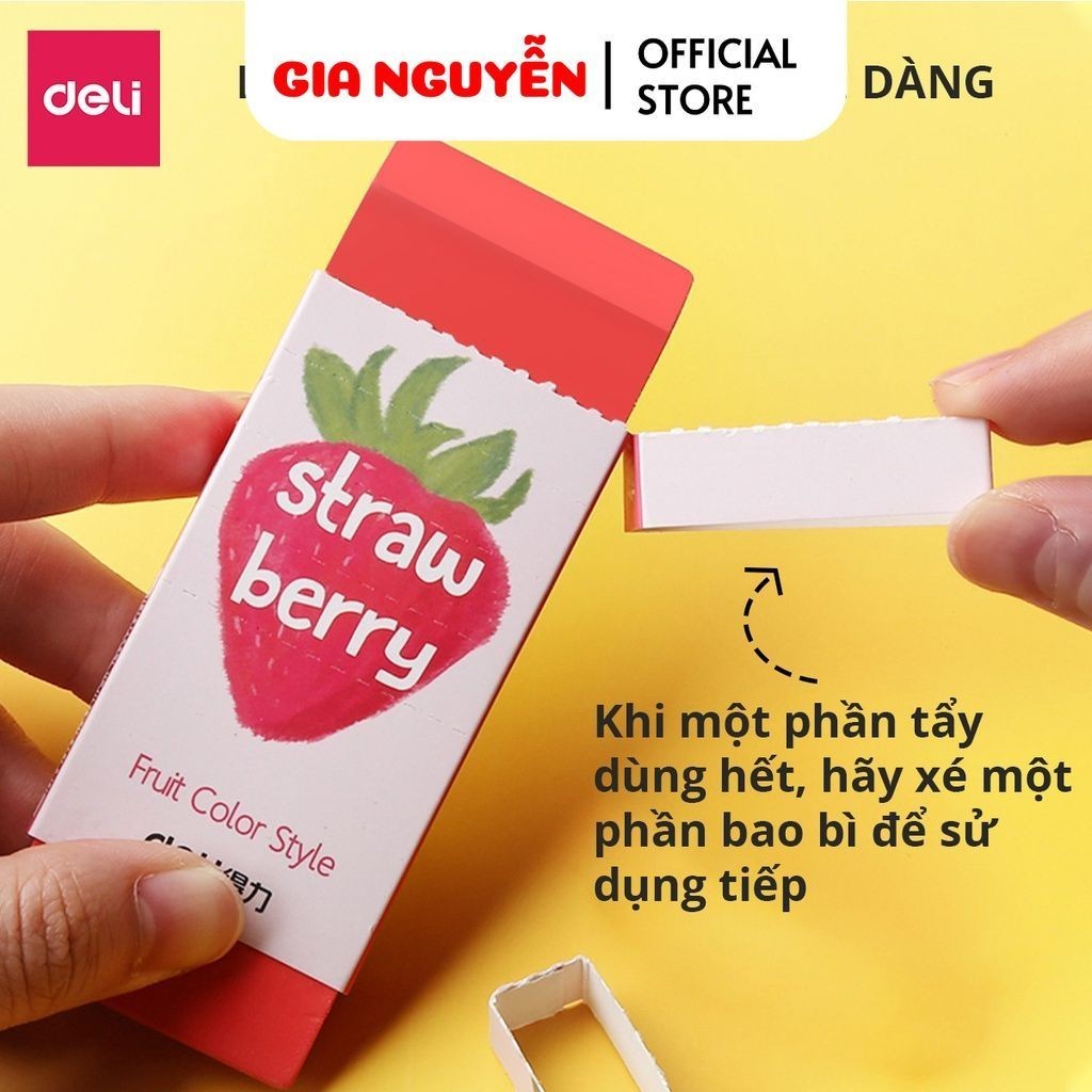 Gôm tẩy SIÊU TO Deli 71050 hình vẽ hoa quả Tích kiệm, Tiện Dụng
