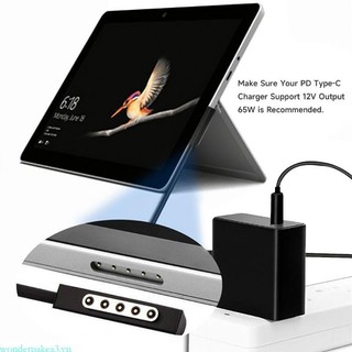 Wonderpakea3 Bề Mặt Kết Nối Với Cáp Sạc Từ Tính USB C Cho Surface Pro 1 2RT Laptop Dây Sạc Di Động Thay Thế