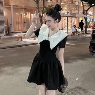 Váy dự tiệc dáng xoè tay bồng phối cổ nhọn trắng Đầm tiểu thư ôm body xoè đuôi cá tôn dáng đi chơi đám cưới hàn quốc,SEE