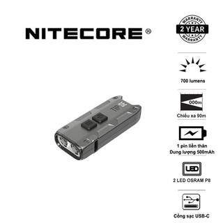 Đèn pin móc khóa nitecore tip se sáng 700 lumens chiếu xa 90m pin liền thân 500mah usb-c
