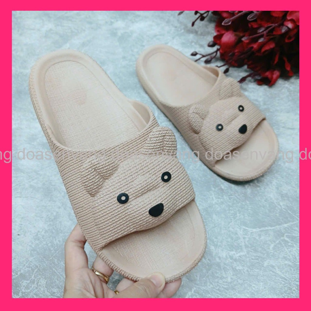 [ NÂU, ĐEN, ĐỎ ĐÔ ] Dép Gấu Nhựa - Dép Đi Trong Nhà Nữ Con Gấu Dễ Thuơng Đúc Liền Khối Siêu Nhẹ
